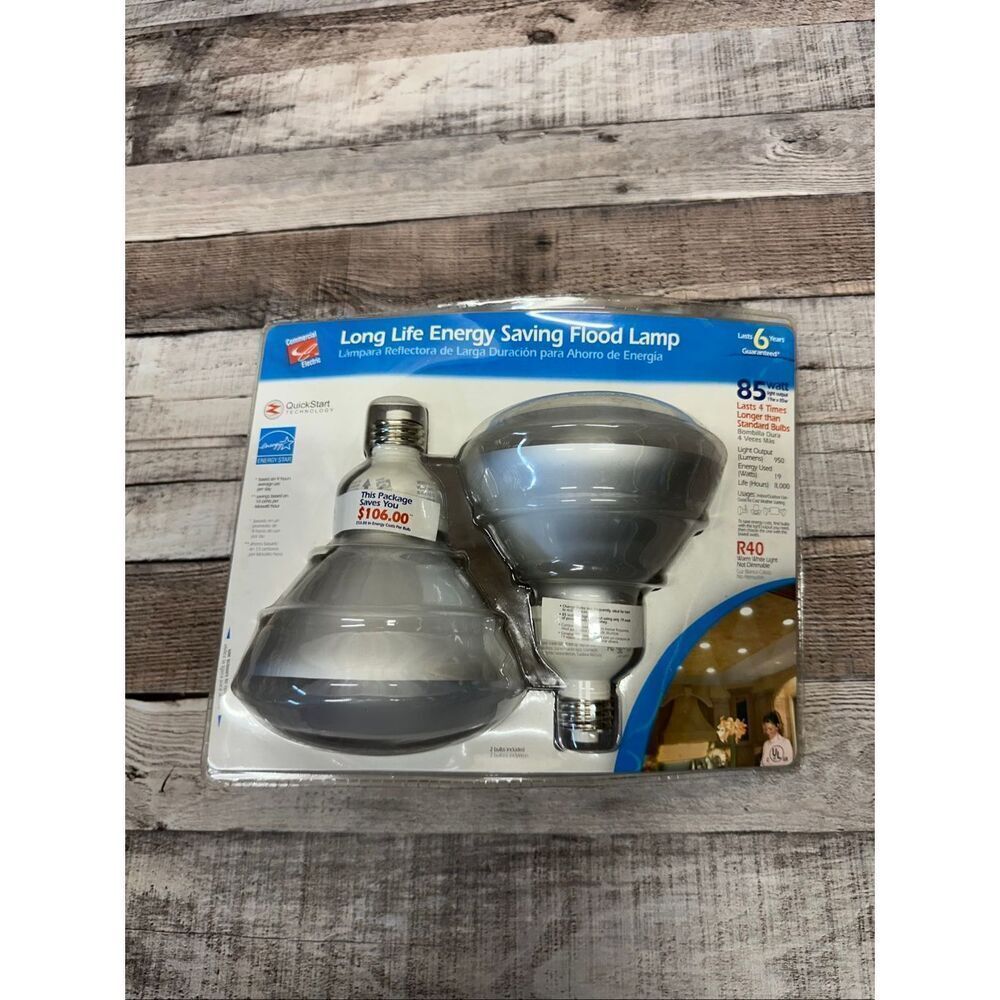 NEW Commercial Electric R40 Flood Light Bulbs 85W Warm White 2Pack Energy Saving